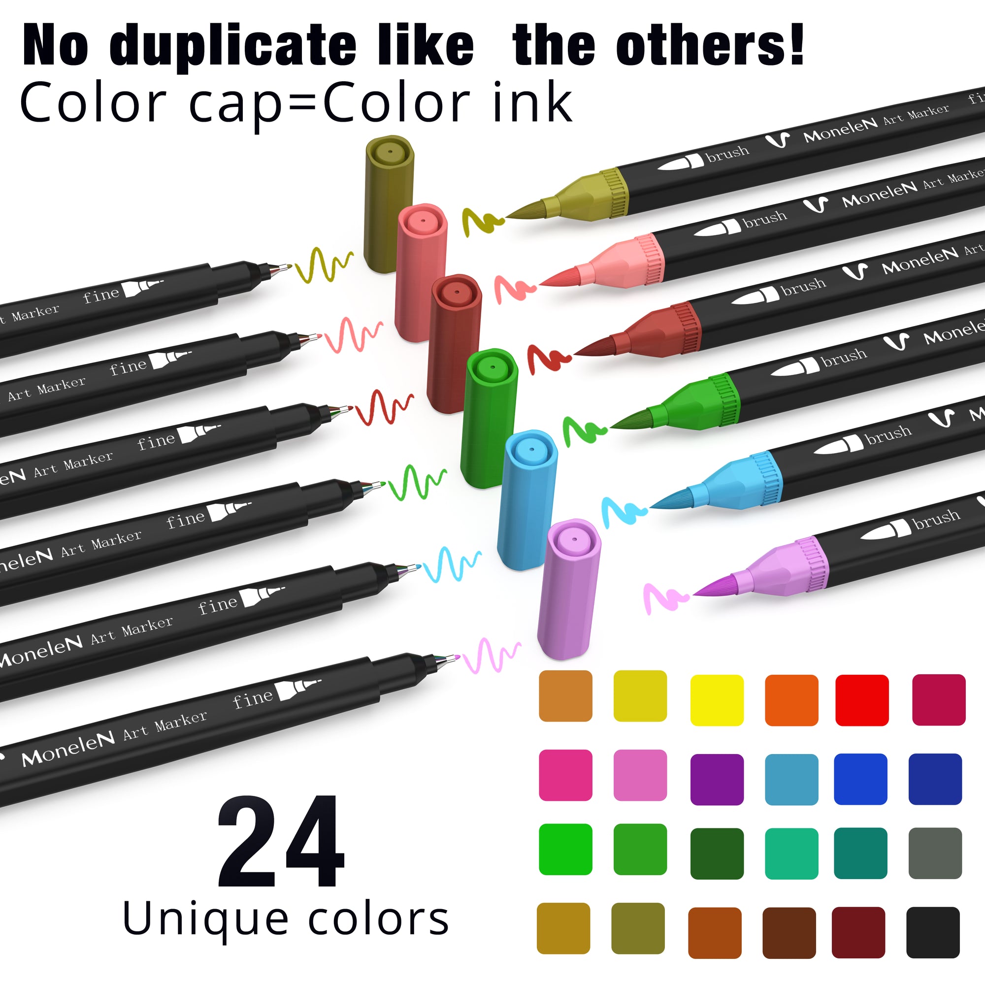 24 Pk Dual Tip Brush Markers - Multi