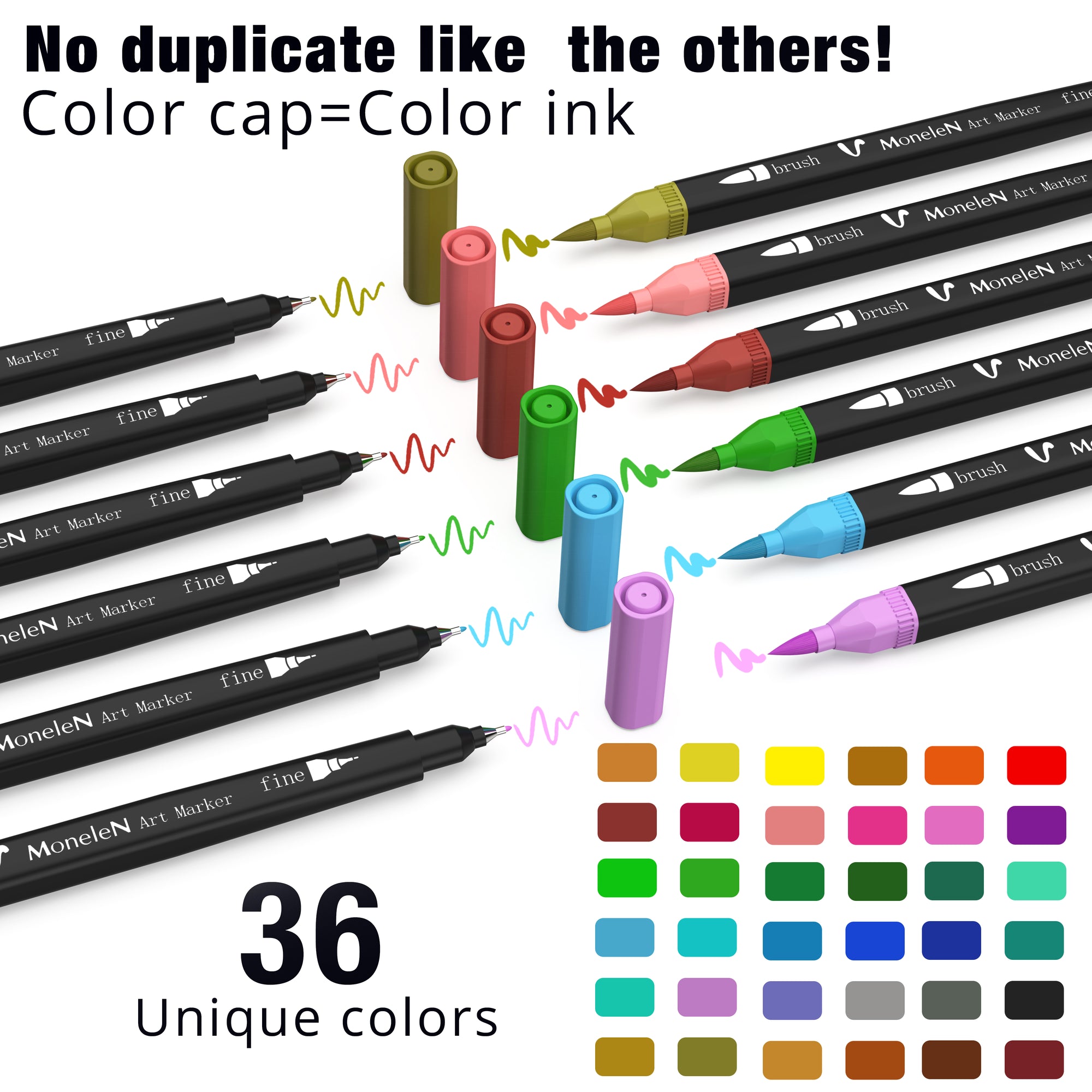 Dual Brush Marker Pens Coloring Pens, 36 Colors Brush Pen & Fine Tip  Markers for Adult Coloring Books Bullet Journal Note Taking Writing  Planning Art Project : : Home